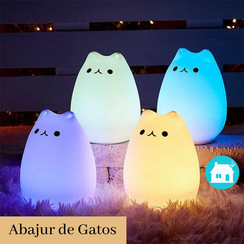 Gato Abajur - Luminária que Troca de Cor com Sensor de Toque