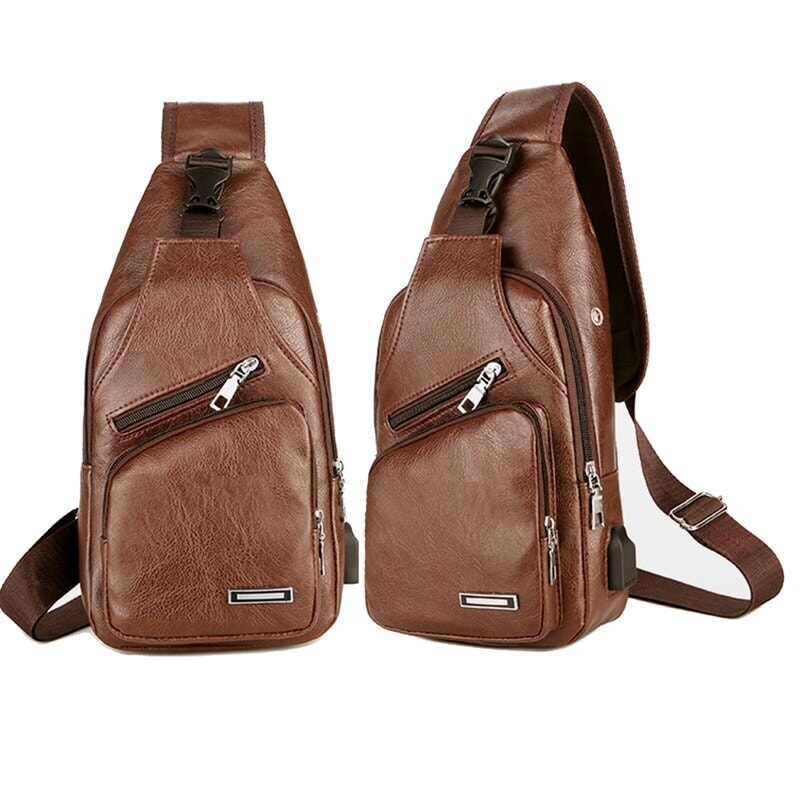 Compre 1 Leve 2 - Bolsa Masculina Transversal de Couro