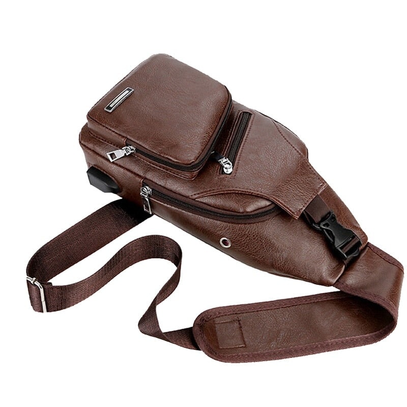 Compre 1 Leve 2 - Bolsa Masculina Transversal de Couro